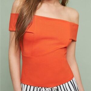 Anthropologie Deletta off shoulder Orange Fitted top